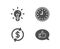 Usd exchange, Idea and Clock icons. Feedback sign. Currency rate, Light bulb, Time or watch. Speech bubble.