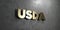 Usda - Gold sign mounted on glossy marble wall - 3D rendered royalty free stock illustration