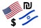 USDILS forex currency pair vector illustration. American and Israeli flag, with Dollar and Shekel symbol