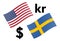 USDSEK forex currency pair vector illustration. American and Swedish flag, with Dollar and Krona symbol