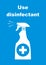 Use disinfectant, spray, vector icon