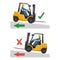 Use of forklifts on slopes. Go up and down slopes with the forklift without a load. Safety in handling a forklift. Accident