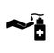 Use Hand Sanitizer Black Icon ,Vector Illustration, Isolate On White Background Label. EPS10