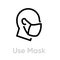 Use Mask Protection measures icon. Editable line vector.