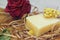 The use of natural products. A handmade piece of fragrant soap