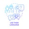 Use their language blue gradient concept icon