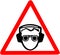 Use your ear protection, noise pollution, Be sure to use soundproof headphones warning. Red prohibition warning symbol