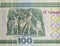 Used 100 ruble bill of Belarus closeup