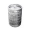 Used aluminum keg, a small barrel with beer