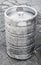 Used aluminum keg, small barrel with beer