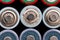 Used batteries background