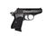 Used black metal pistol gun on white background