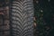 Used black rubber winter tire with a protector