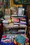 Used books, compact disc and carpets in flea market