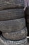 Used car tires. close-up