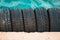 Used car tyres stack
