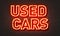 Used cars neon sign