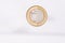 Used commemorative anniversary bimetal 3 euro Slovenia coin 2012. Worn out special three euro coin from Slovenia