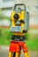 An used electronical theodolite close up
