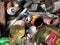 Used food and beverage cans that have piled up in landfills