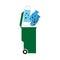 Used gloves and mask. Utilization. Urn. Simple vector illustration on a white background