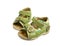 Used green child sandals isolated