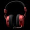 Used metal gaming headphones with microphone and scratches isolated on black