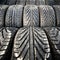 Used old car tires detail pattern, background or texture