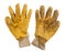 Used pair of working yellow gloves