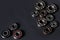 Used rusty metal ball bearing, top view