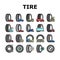 Used Tire Sale Shop Business Icons Set Vector