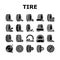 Used Tire Sale Shop Business Icons Set Vector