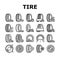 Used Tire Sale Shop Business Icons Set Vector