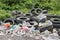 Used tyre at garbage dump collect rain water breed mosquito