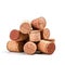 Used Wine Corks Isolated, Naturel Cork Stopper, Eco Cork Cap on White Background