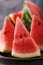 Useful dessert: ripe and juicy watermelon cut into slices