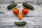 Useful vegetables. Ripe and tasty vegetables on the table.