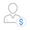 User dollar thin line color vector icon