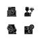 User experience management black glyph icons set on white space