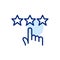 User giving review. Finger tapping on stars. Pixel perfect, editable stroke line art icon