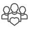 User group with heart line icon. Team vector illustration isolated on white. Teamwork outline style design, designed for