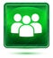 User group icon neon light green square button
