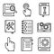 User guide icons set, outline style