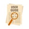User guide papers icon, flat style