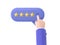 User hand pointing on survey form and choosing yellow star. Five star positive customer review. Online feedback,