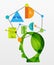 User head with geometric infographic A B C D and