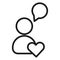 User with heart icon. Love person. Vector illustration.