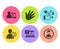 User idea, Hand and Faq icons set. Online education, Like and Person signs. Light bulb, Swipe. People set. Vector