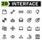 User interface icon set include folder, file, document, user interface, wrench, setting, preferences, tool, sound, multimedia,