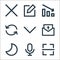 user interface line icons. linear set. quality vector line set such as barcode, microphone, night, email, arrow down, refresh,